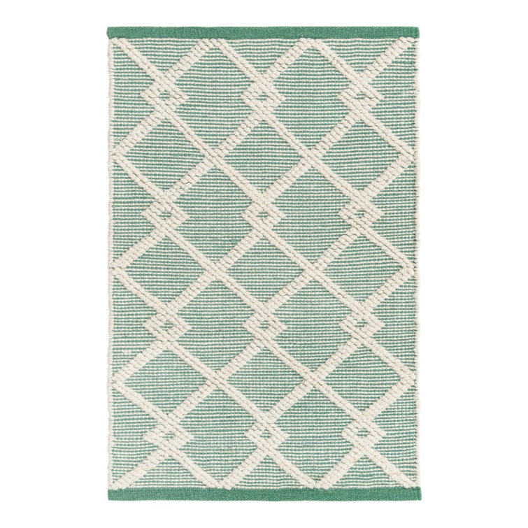 Mint Green Abstract Hand-Knotted Wool-Cotton Area Rug