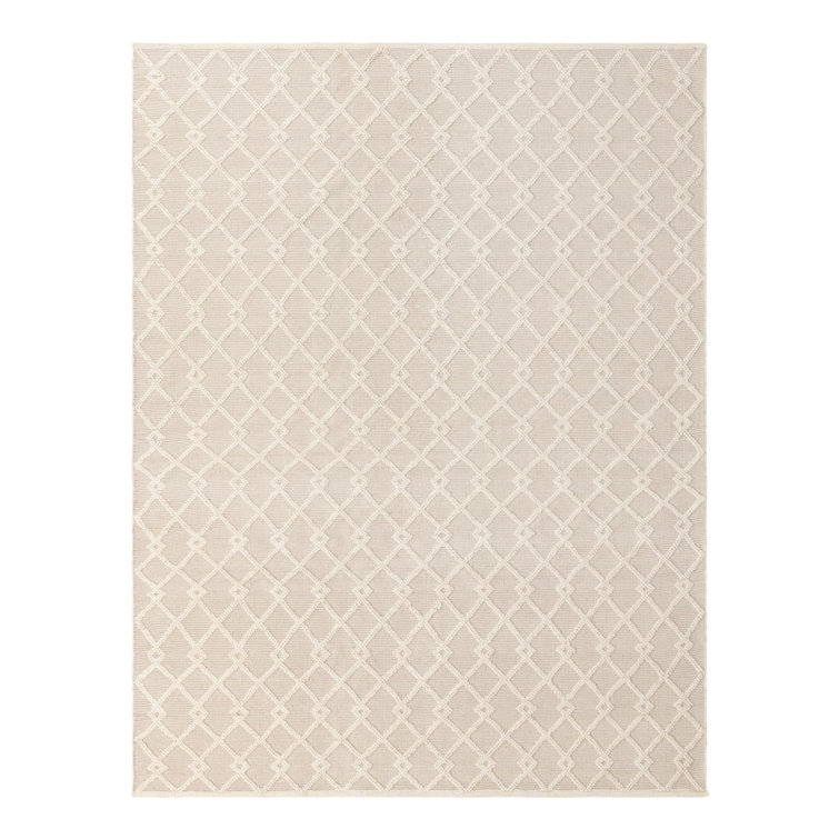 Vanilla Bean Geometric Hand-Knotted Wool Area Rug
