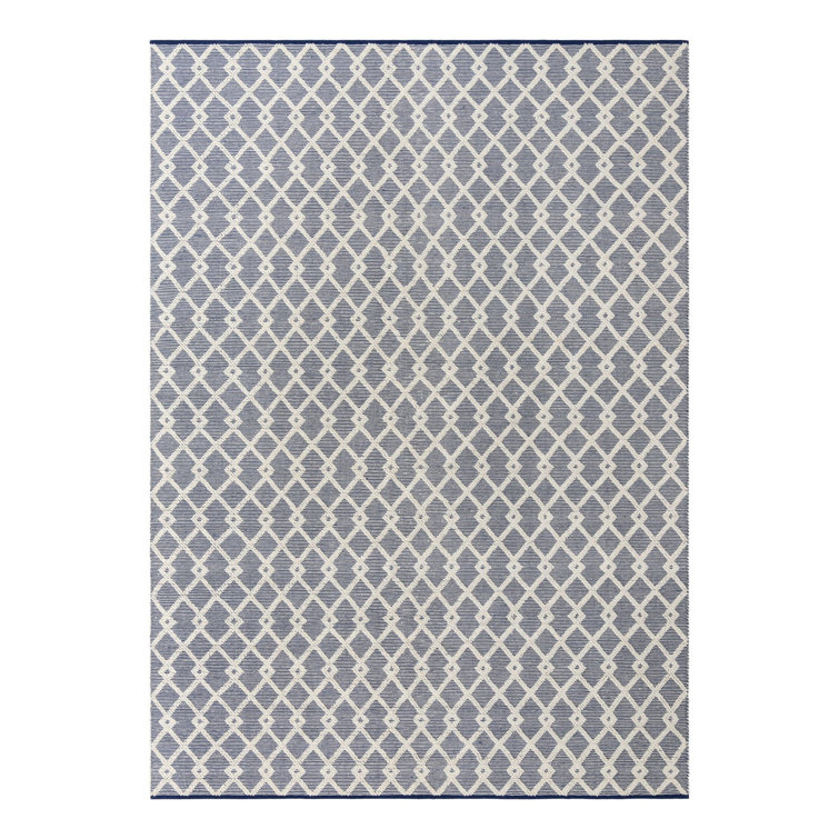 Blueberry Geometric Hand-knotted Wool Rectangular Rug