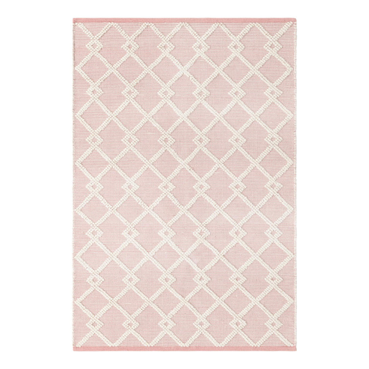 English Rose Geometric Hand-Knotted Wool Area Rug 4'1" x 6'1"