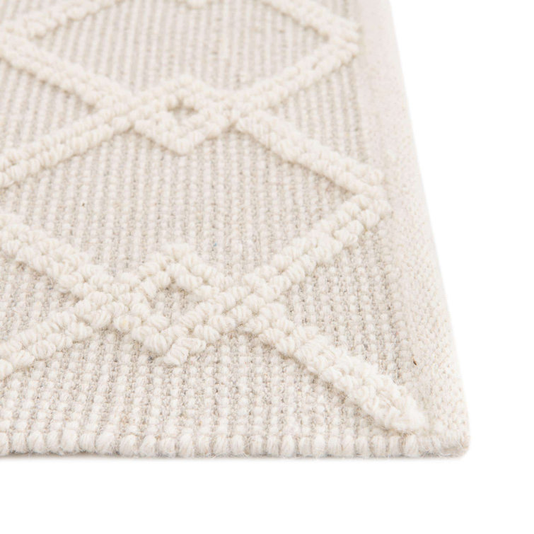 Vanilla Bean Geometric Hand-Knotted Wool Square Rug