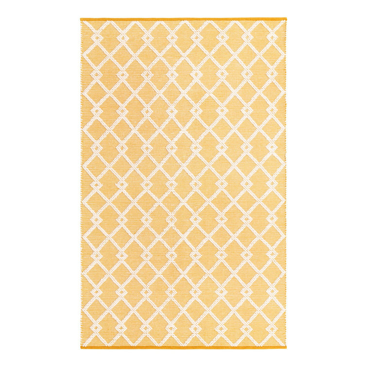 English Daisy Ivory Wool Geometric Rectangle Area Rug
