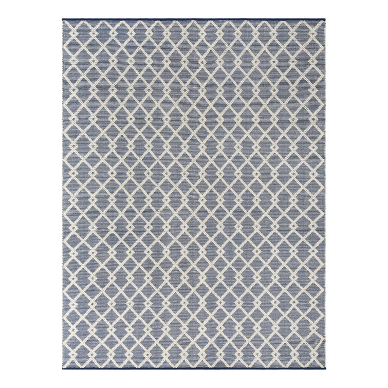 Blueberry Geometric Hand-Knotted Wool 9' x 12' Rug