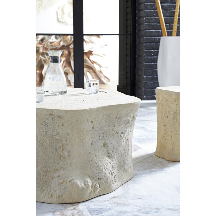 Small Roman Stone Composite Log Stool for Outdoor Use