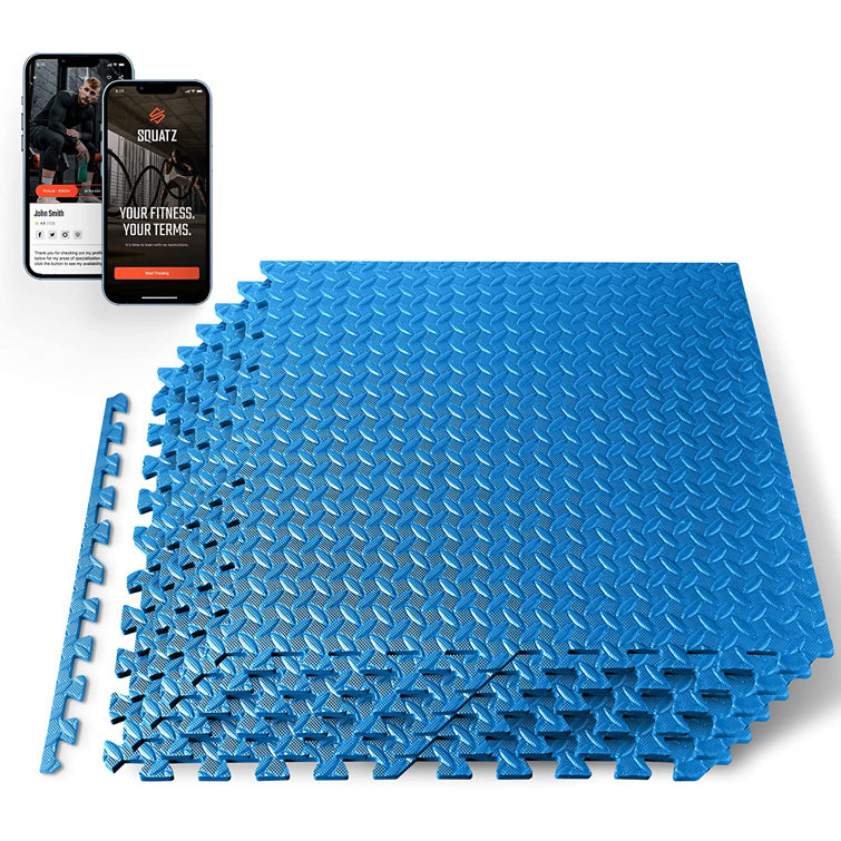 Blue EVA Foam Interlocking Exercise Mat Tiles, 24" x 24" Set of 6