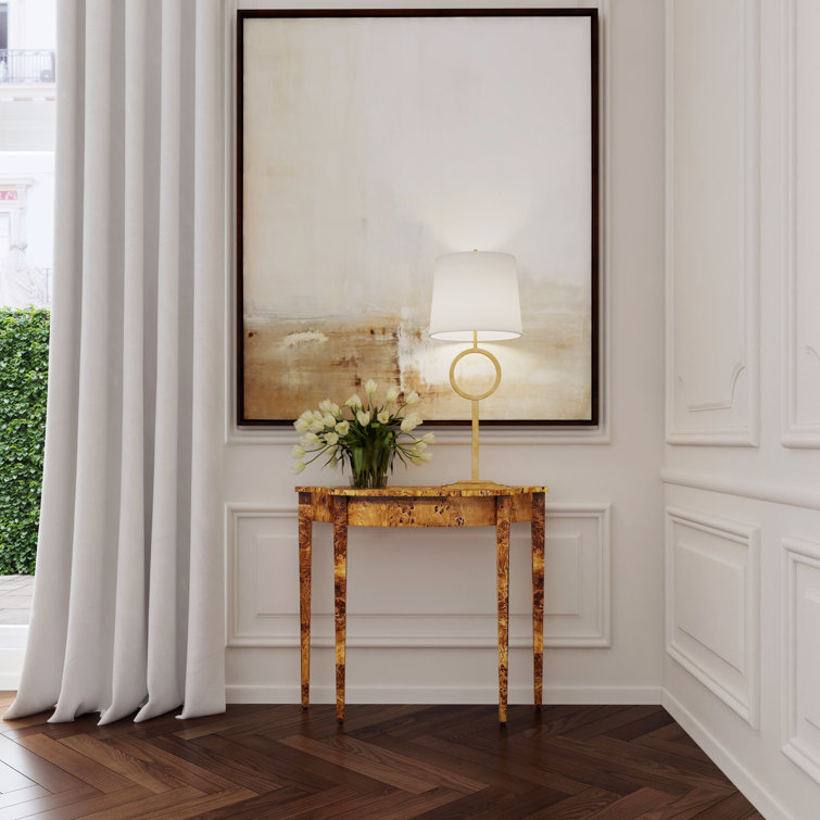 Chester 36" Honey Burl Wood Demilune Console Table