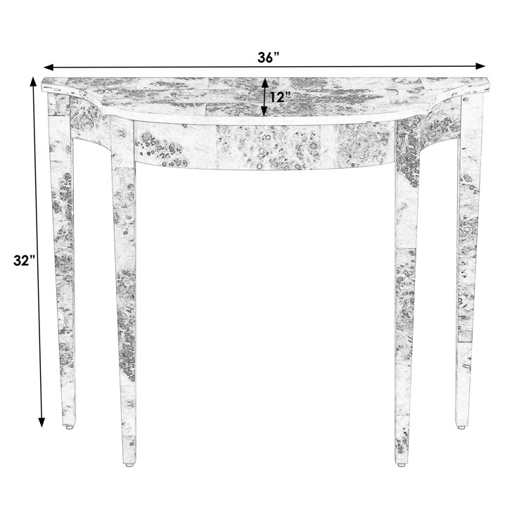 Chester 36" Honey Burl Wood Demilune Console Table