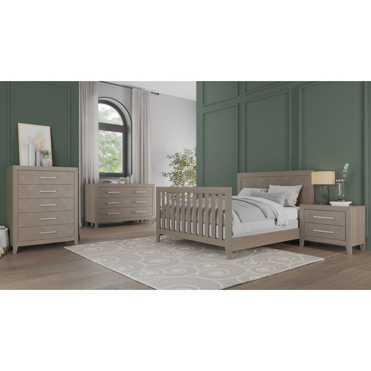 Crescent Gray Farmhouse Double Dresser with Herringbone Pattern