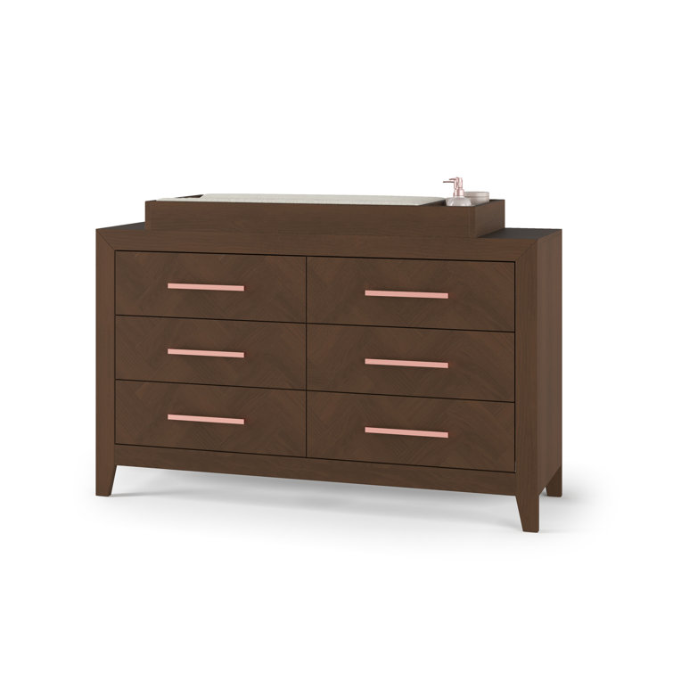 Toasted Chestnut 6-Drawer Double Dresser with Metal Pulls