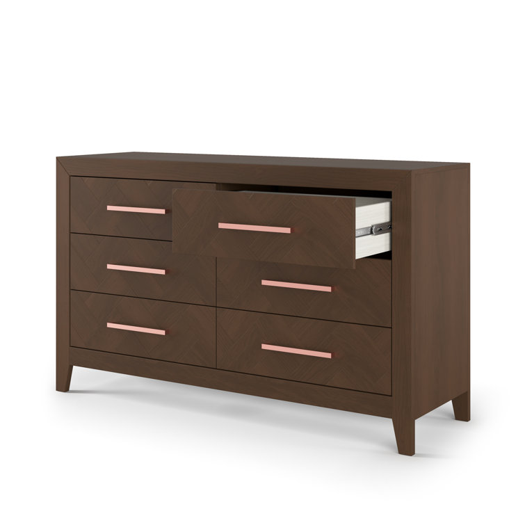 Toasted Chestnut 6-Drawer Double Dresser with Metal Pulls