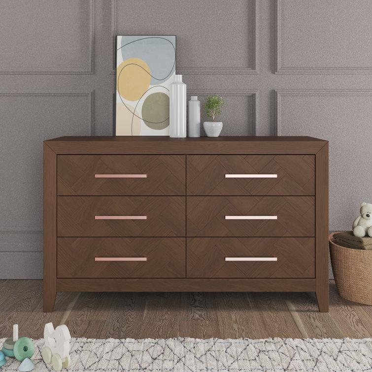 Toasted Chestnut 6-Drawer Double Dresser with Metal Pulls
