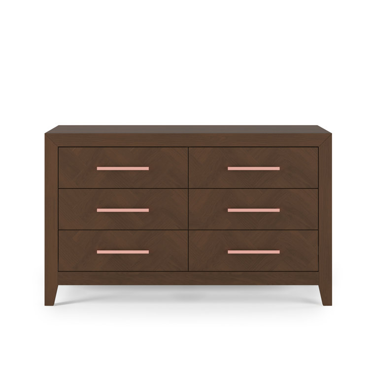Toasted Chestnut 6-Drawer Double Dresser with Metal Pulls