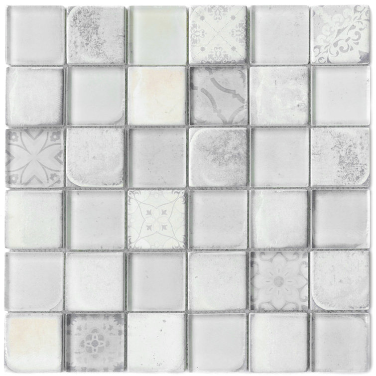 Soft White 2'' x 2'' Glass Mosaic Wall Tile Sheet