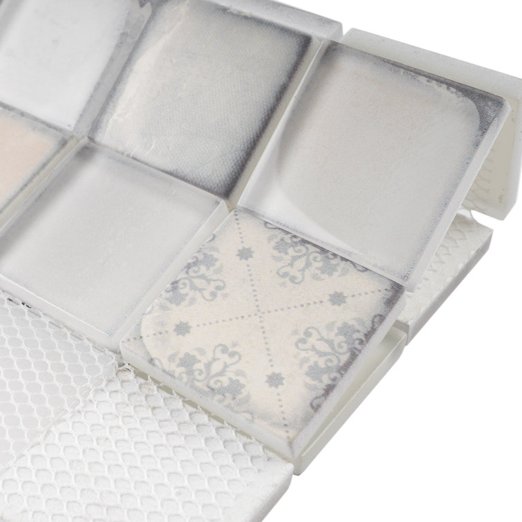 Soft White 2'' x 2'' Glass Mosaic Wall Tile Sheet
