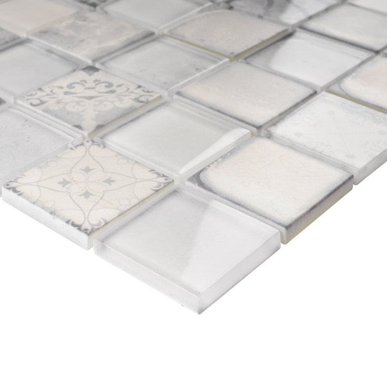 Soft White 2'' x 2'' Glass Mosaic Wall Tile Sheet