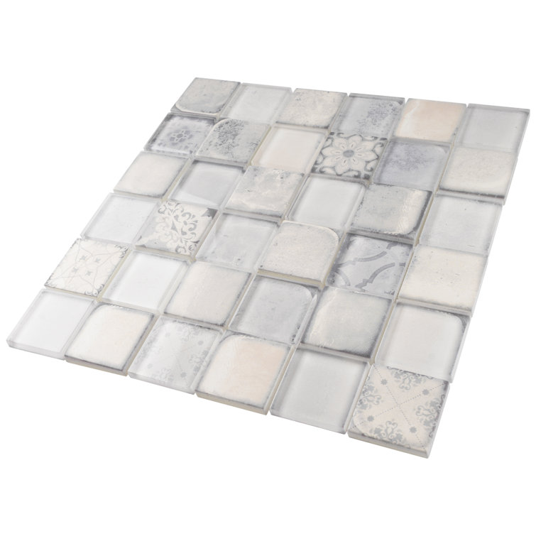 Soft White 2'' x 2'' Glass Mosaic Wall Tile Sheet