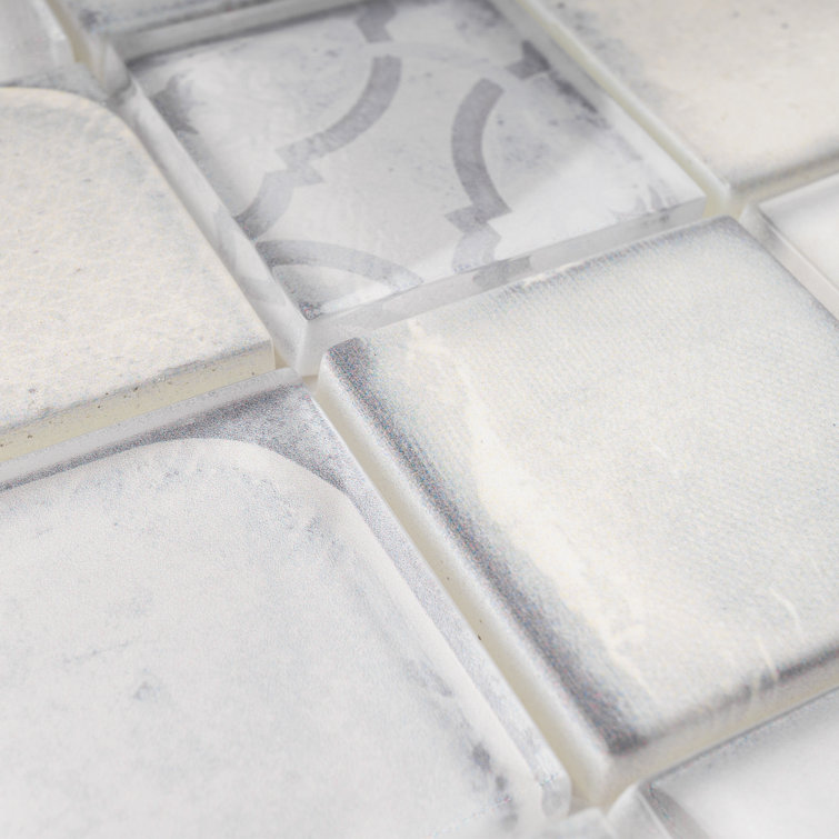 Soft White 2'' x 2'' Glass Mosaic Wall Tile Sheet