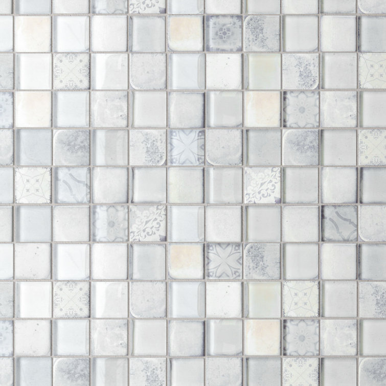 Soft White 2'' x 2'' Glass Mosaic Wall Tile Sheet