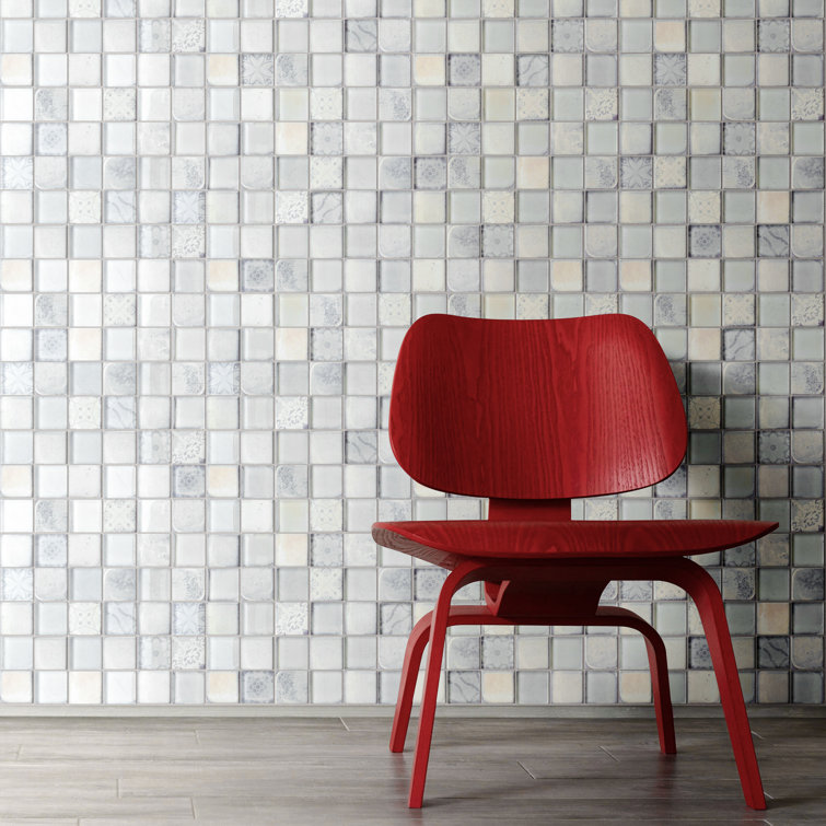 Soft White 2'' x 2'' Glass Mosaic Wall Tile Sheet