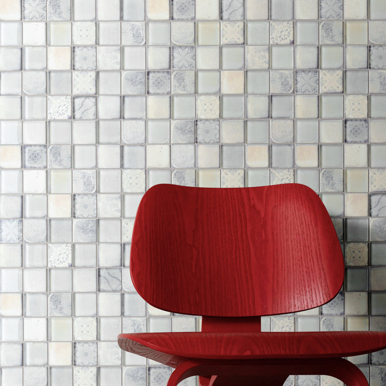 Soft White 2'' x 2'' Glass Mosaic Wall Tile Sheet
