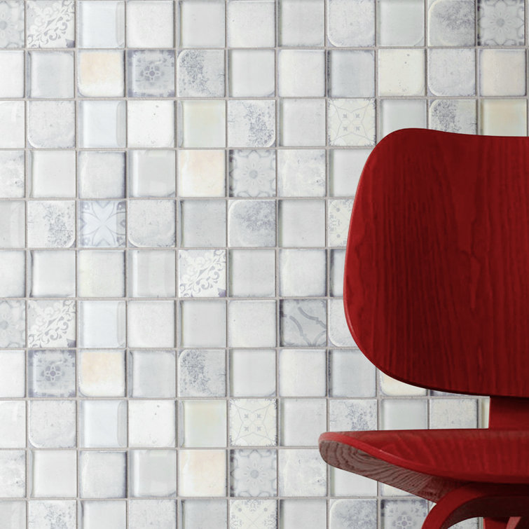 Soft White 2'' x 2'' Glass Mosaic Wall Tile Sheet
