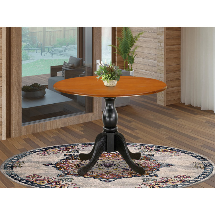 Cherry and Black Round Extendable Reclaimed Wood Dining Table