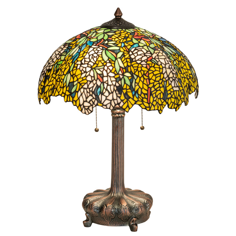 Mahogany Bronze Table Lamp with Sunflower Glass Shade