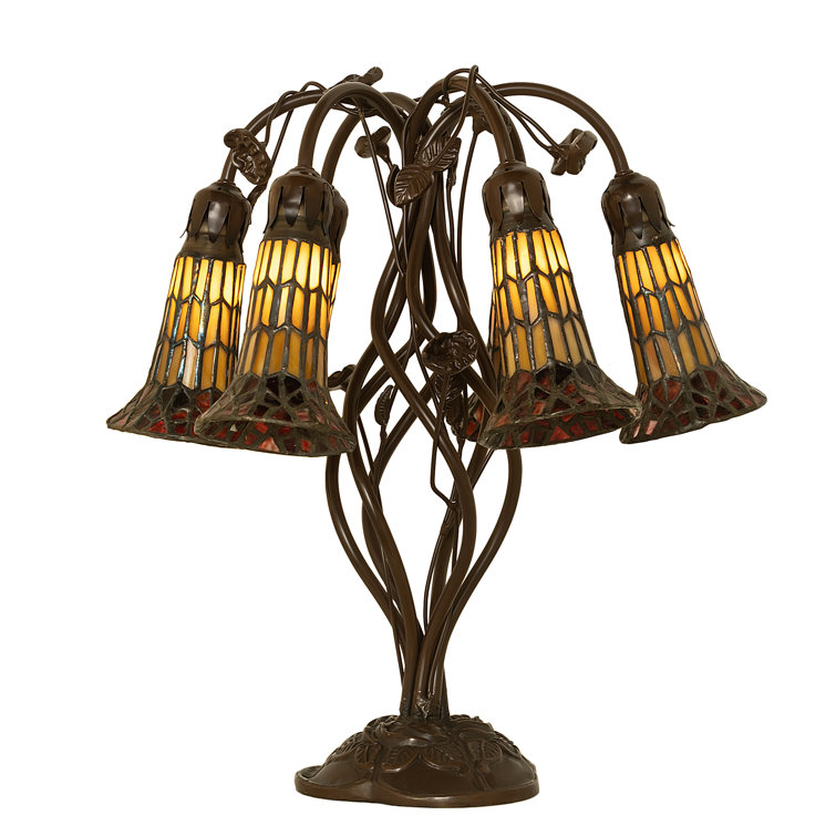 Mahogany Bronze 19" Stained Glass 6-Light Table Lamp