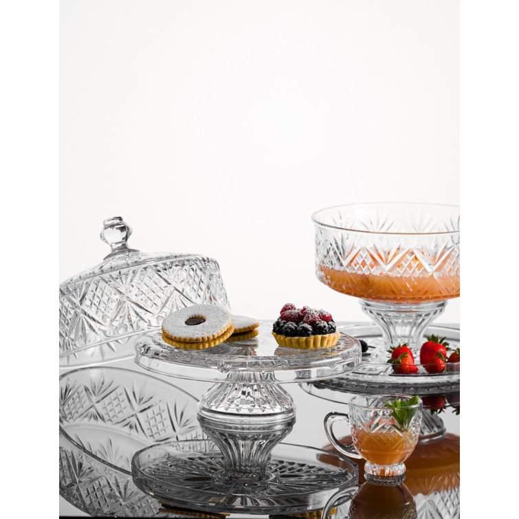 Dublin Crystal 4-in-1 Pedestal Cake Stand with Dome