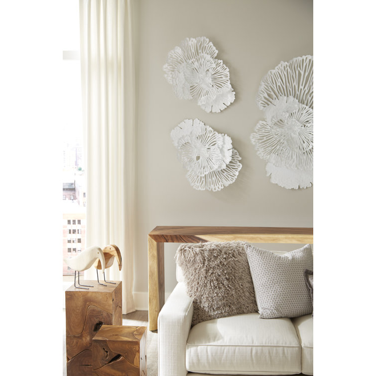 White Metal Contemporary Flower Wall Sculpture