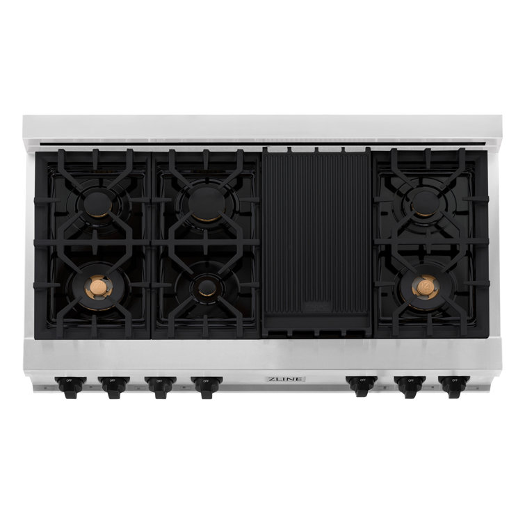 ZLINE 48" Stainless Steel Gas Cooktop with 7 Burners