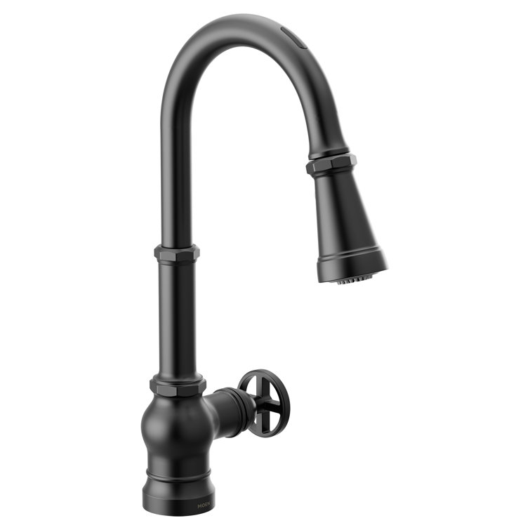 Matte Black Stainless Steel Industrial Kitchen Faucet with Pull-out Spray