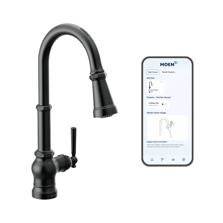 Matte Black Stainless Steel Industrial Kitchen Faucet with Pull-out Spray