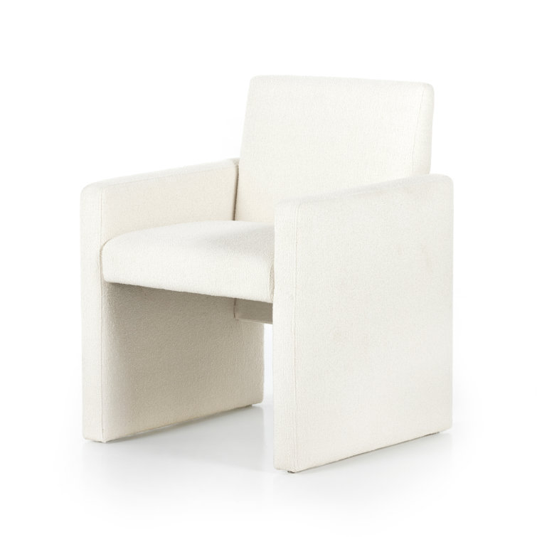 Fayette Cloud Upholstered Wood Arm Chair in White