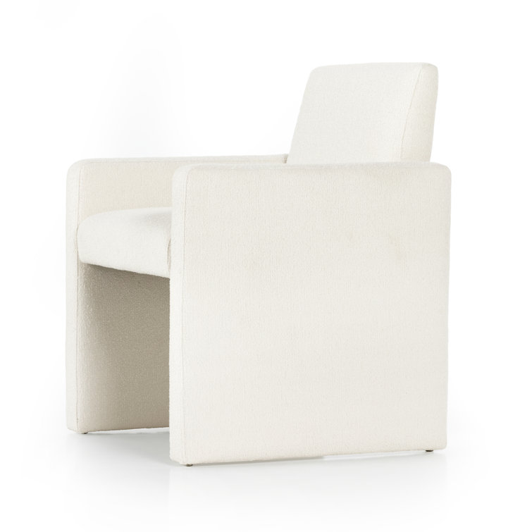 Fayette Cloud Upholstered Wood Arm Chair in White
