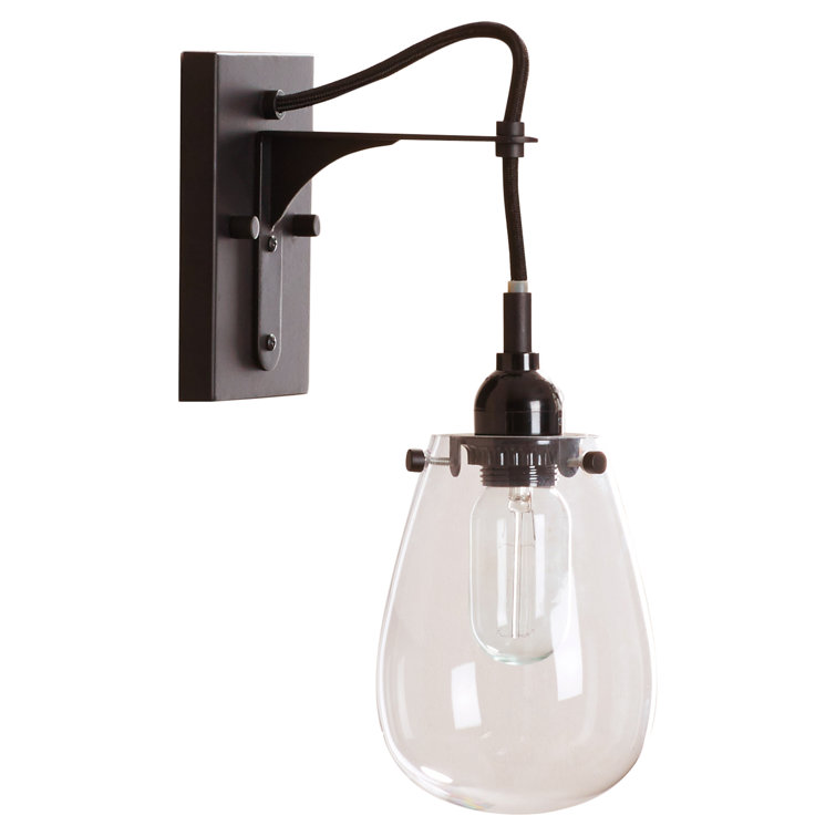 Chelsea Satin Black Direct Wired Sconce with Clear Glass Shade