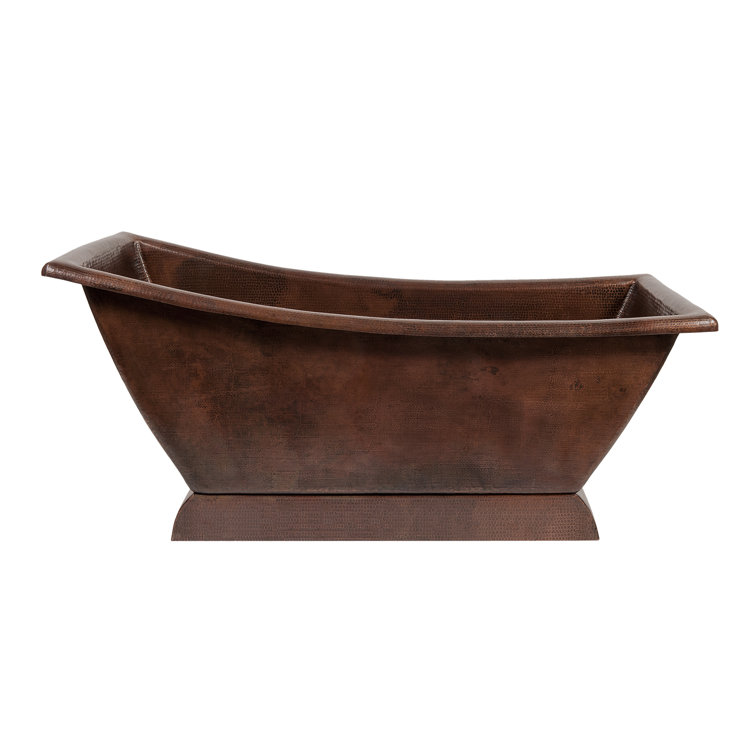 67" Hammered Copper Single Slipper Bathtub in Oil Rubbed Bronze Finish