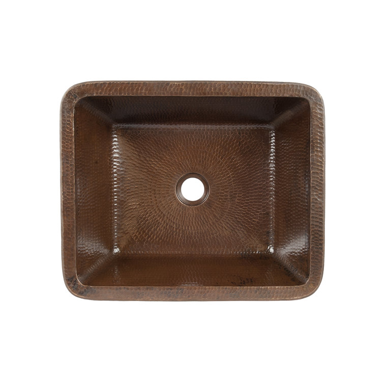 20" Hammered Copper Rectangle Wall-Mount Sink