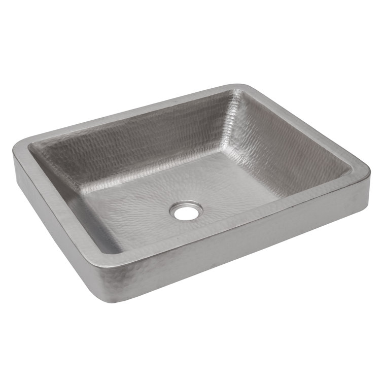 19" Hammered Nickel Rectangular Vessel Sink