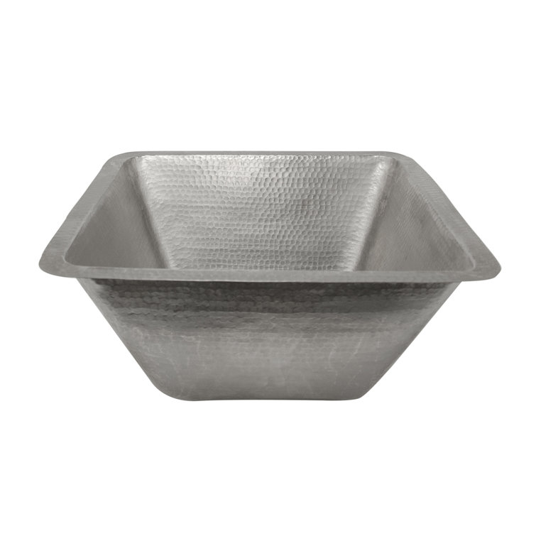 17" Hammered Nickel-Plated Copper Square Bar Sink
