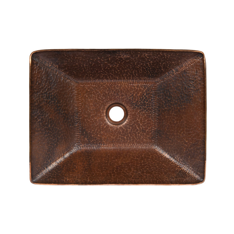 17'' Hand Forged Old World Copper Rectangle Vessel Sink