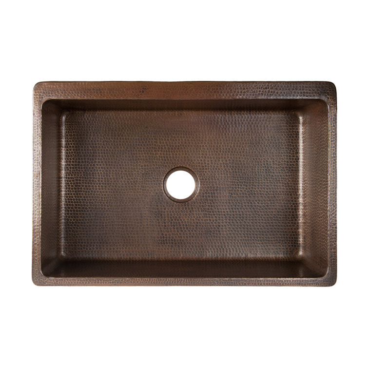 37" Hammered Copper Farmhouse Sink with Scroll Design