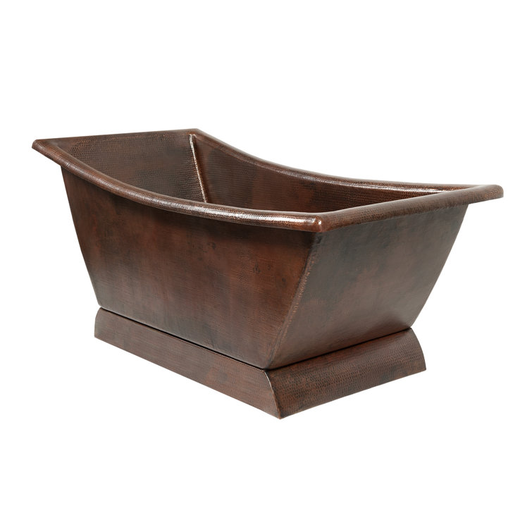 67" Hammered Copper Single Slipper Bathtub in Oil Rubbed Bronze Finish