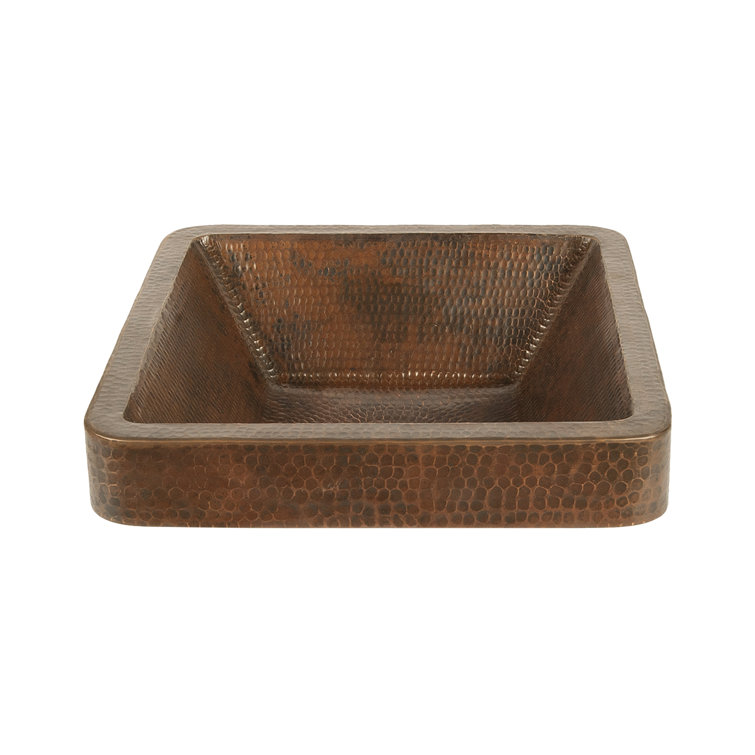 18" Square Hammered Copper Vessel Sink