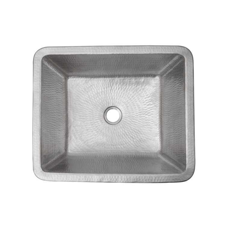 19" Hammered Nickel Rectangular Vessel Sink