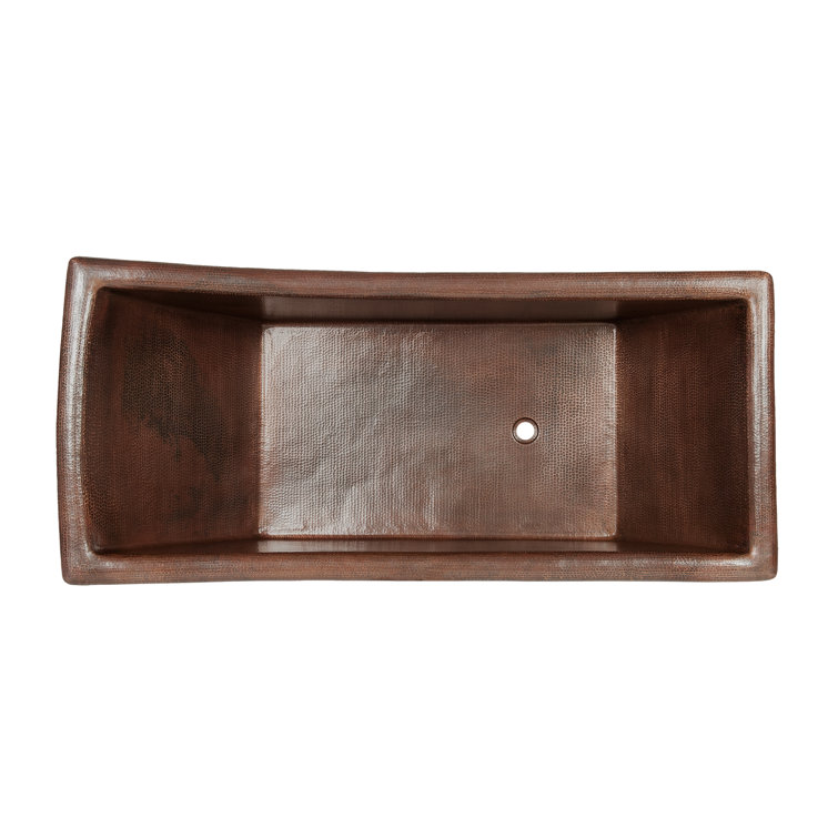 67" Hammered Copper Single Slipper Bathtub in Oil Rubbed Bronze Finish