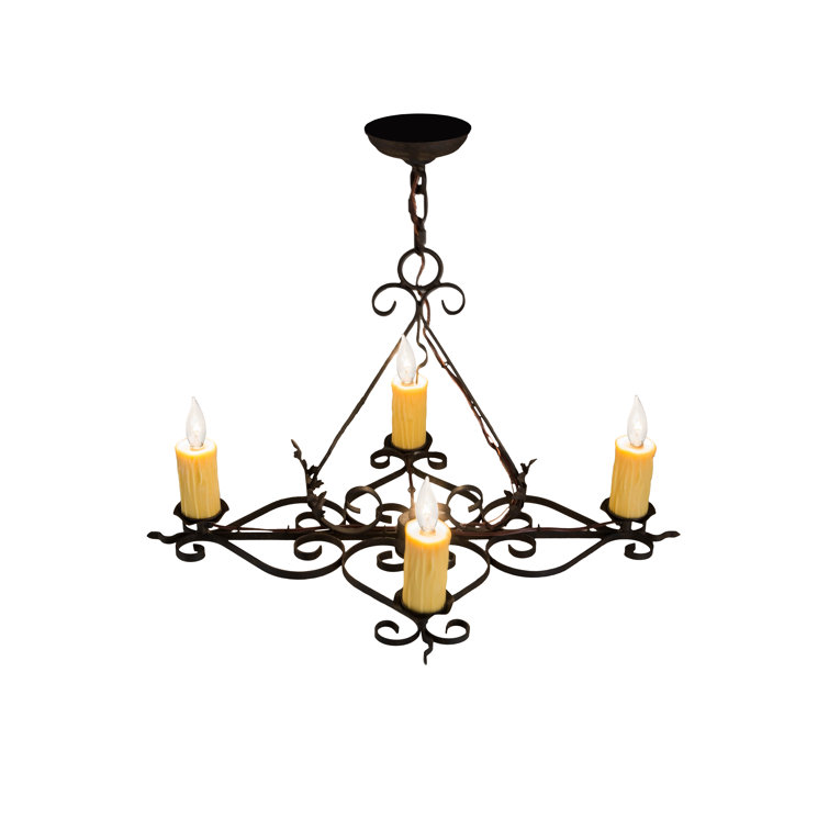 Elianna 4-Light Chestnut Faux Candle Chandelier