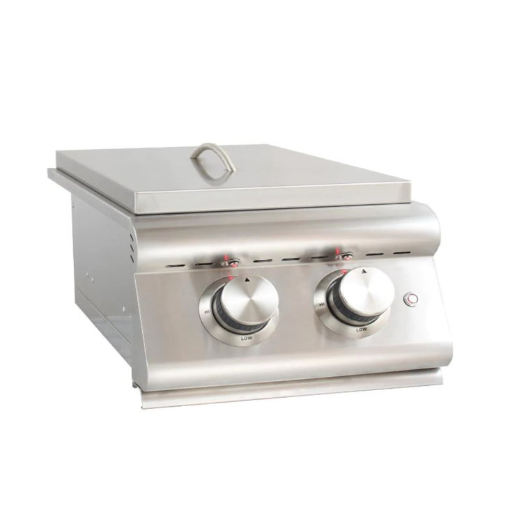 Stainless Steel Natural Gas Double Side Burner with Lid