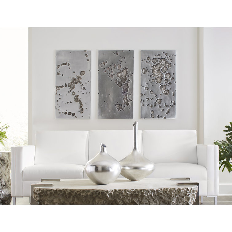 Silver Leaf Contemporary Rectangular Wall Sculpture