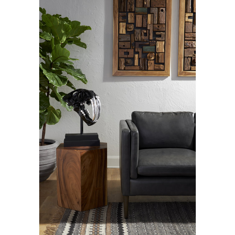 Honeycomb Brown Solid Wood Hexagonal End Table